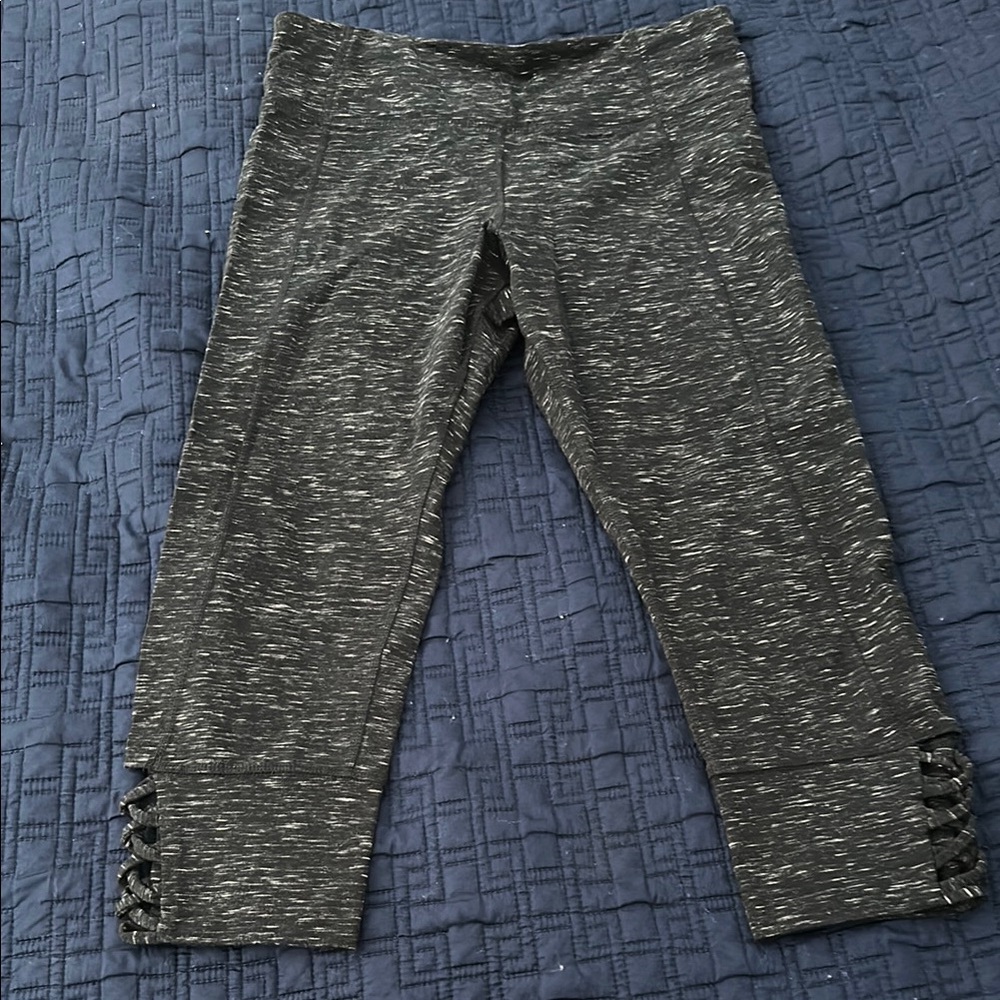 Gray Calvin Klein Cropped Leggings with Lace-Up Detail